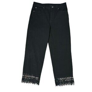 Soft Surroundings Black Jeans with Lace Accent- 6